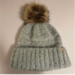 mint green pom knit beanie
